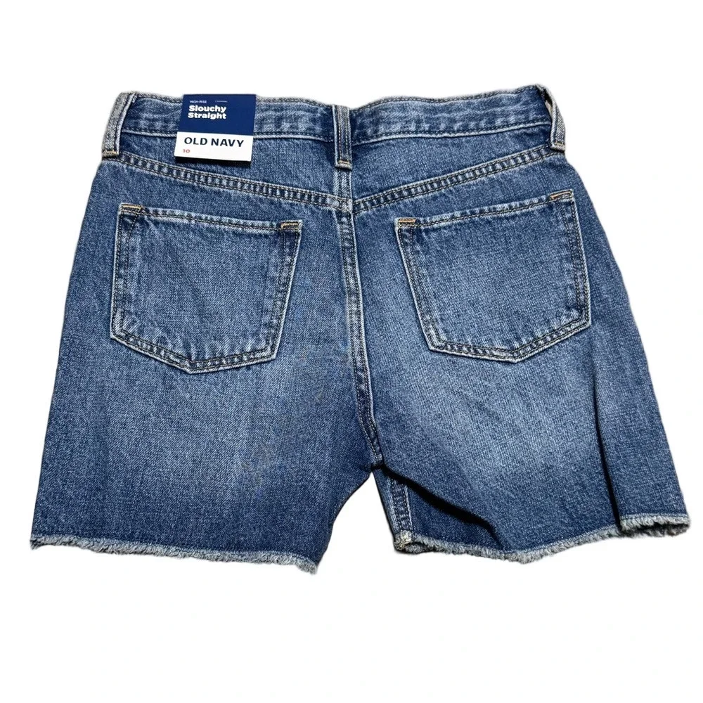 Old Navy High-Rise Slouchy Straight Denim Cut Off Distressed Short Girls Size 10